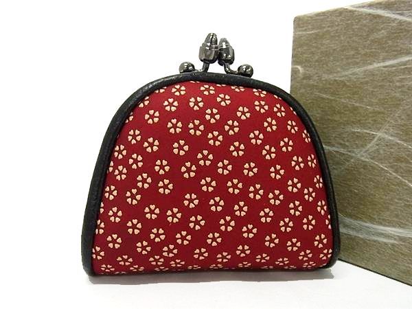 ■新品■未使用■ 印傳屋 INDEN-YA インデンヤ 鹿革 漆塗り がま口 コインケース コインパース 小銭入れ レッド系 DG8522