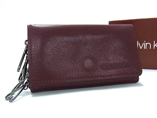 ■極美品■ Calvin Klein カルバンクライン レザー 5連 キーケース 鍵入れ レディース メンズ ボルドー系 DG9901