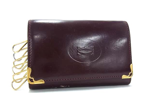 Cartier カルティエ マストライン レザー 6連 キーケース 鍵入れ レディース メンズ ボルドー系 DH0348