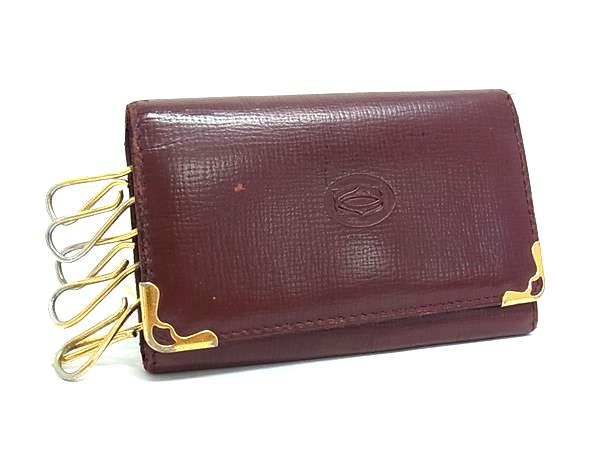 Cartier カルティエ マストライン レザー 6連 キーケース 鍵入れ レディース メンズ ボルドー系 DH0819