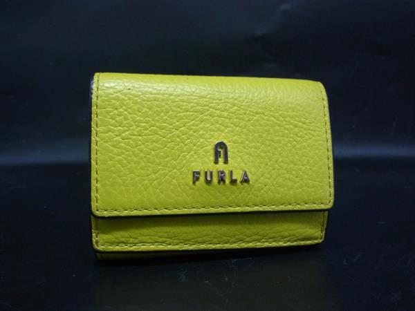 ■美品■ FURLA フルラ レザー 三つ折り 財布 ウォレット 札入れ 小銭入れ レディース イエロー系 DM8709