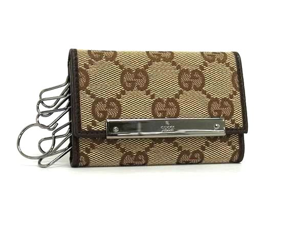 グッチ キーケース ■新品■未使用■ GUCCI グッチ 270438 1147 GG柄 GGキャンバス×レザー6連 キーケース 鍵入れ メンズ ブラウン系 FG3874