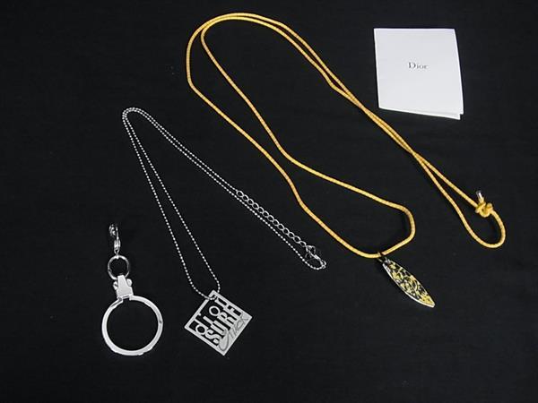 ■新品同様■ ChristianDior ディオール サーフ ネックレス キーリング アクセサリー 3点セット シルバー系×イエロー系 HA2875