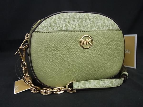樂天商城 - ■新品■未使用■ MICHAEL KORS マイケルコース MK柄 PVC×レザー チェーン クロスボディ ショルダーバッグ 斜め掛け グリーン系 BF8283