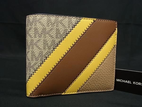 乐天商城 - ■新品■未使用■ MICHAEL KORS マイケルコース MK柄 PVC×レザー 二つ折り 財布 ウォレット 小銭入れ 札入れ ブラウン系 BF8675