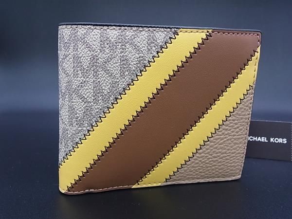乐天商城 - ■新品■未使用■ MICHAEL KORS マイケルコース MK柄 PVC 二つ折り 財布 ウォレット レディース グレージュ系 BG8929