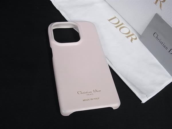 Clothing Accessories (Caps, Ties, Belts) - ■美品■ ChristianDior クリスチャンディオール レザー iPhone15 Pro 対応 アイフォンケース スマホケース ライトピンク系 BP9156