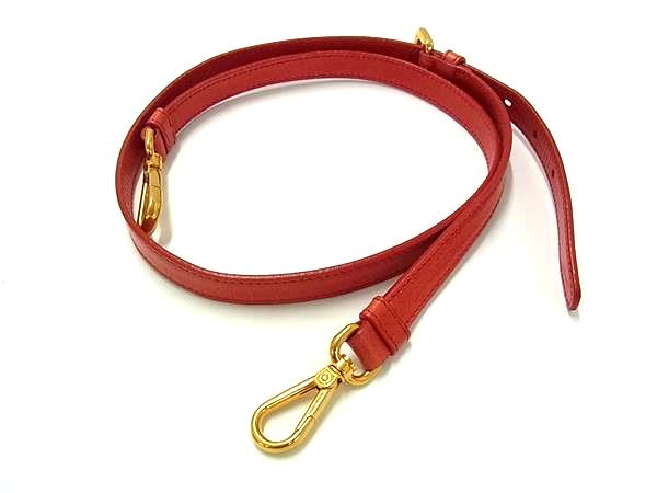 樂天商城 - PRADA プラダ レザー バック用 ショルダーストラップ ショルダーベルト 肩掛け 斜め掛け レッド系×ゴールド系 BT4062