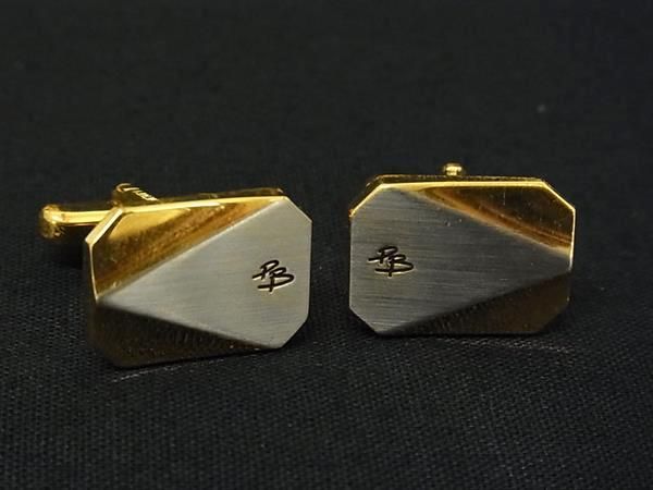 ■美品■ P.BALMAIN ピエールバルマン カフスボタン カフリンクス アクセサリー シルバー系×ゴールド系 DF8463 冠婚葬祭 結婚式 葬式