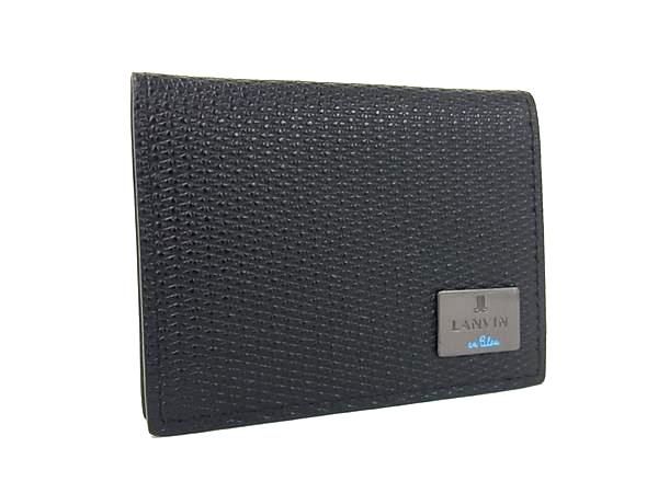 F, H, W - LANVIN ランバン レザー コインケース コインパース 小銭入れ メンズ ブラック系 DF9549