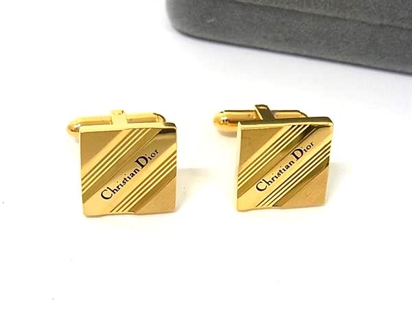 ■美品■ ChristianDior ディオール ヴィンテージ カフスボタン カフリンクス アクセサリー ビジネス 紳士 メンズ ゴールド系 DK6605