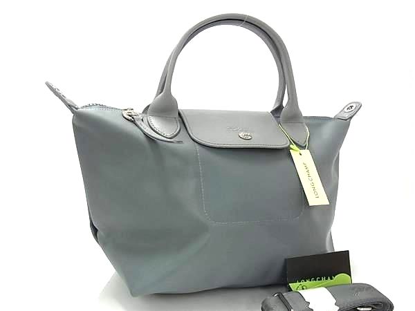 longchamp ハンドバッグ - ■新品■未使用■ LONGCHAMP ロンシャン ルプリアージュ ネオ ナイロン×レザー 2WAY ハンドバッグ ショルダーバッグ グレー系 FX3764