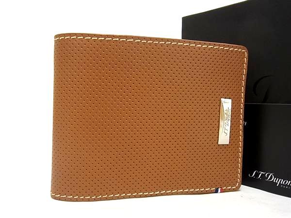 乐天商城 - ■新品同様■ S.T.Dupont エス・テー・デュポン レザー パンチング 二つ折り 財布 ウォレット 札入れ メンズ ブラウン系 AV8982