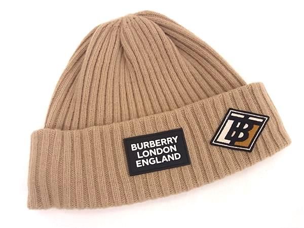 ■新品同様■ BURBERRY バーバリー ウール100％ ニット帽 ニットキャップ 帽子 表記サイズ 54-61cm レディース ブラウン系 AV8996