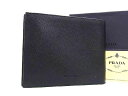 プラダ 財布（メンズ） ■新品同様■ PRADA プラダ M114X サフィアーノレザー 二つ折り 財布 ウォレット 札入れ メンズ ブラック系 AW1865