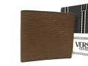 ヴェルサーチェ 財布（メンズ） ■新品同様■ VERSACE ヴェルサーチ サンバースト レザー 二つ折り 財布 ウォレット レディース メンズ ブラウン系 FA1207