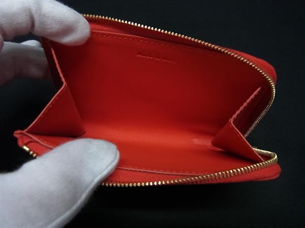■新品同様■ CELINE セリーヌ レザー L字ファスナー コインケース コインパース 小銭入れ レディース オレンジ系 FR8924