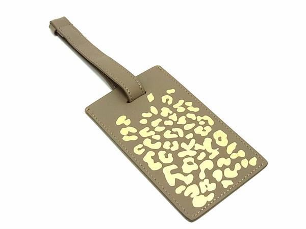 ■新品■未使用■ Cartier カルティエ レザー レオパード ヒョウ柄 ネームタグ キーホルダー レディース ブラウン系×ゴールド系 AV6591