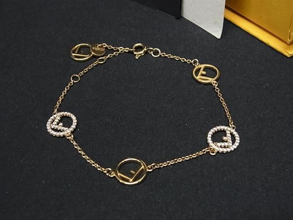 ■新品同様■ FENDI フェンディ エフイズフェンディ ラインストーン ブレスレット アクセサリー レディース ゴールド系 AY0662