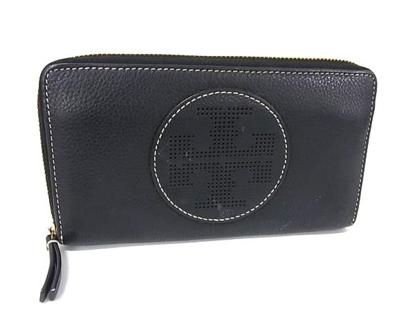 TORY BURCH トリーバーチ レザー ラウンドファスナー 長財布 ウォレット 札入れ 小銭入れ カード入れ レディース ブラック系 DK6764