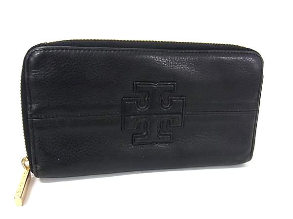 TORY BURCH トリーバーチ レザー ラウンドファスナー 長財布 ウォレット 札入れ 小銭入れ カード入れ レディース ブラック系 DK6772