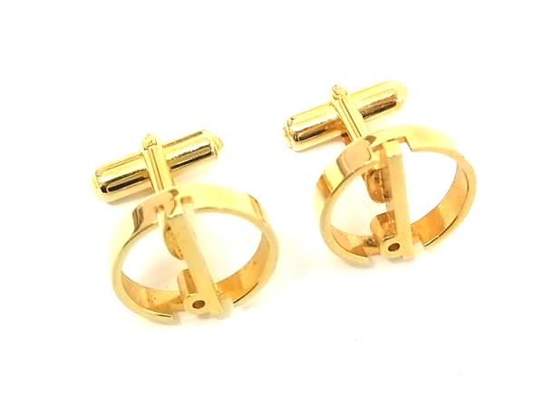 ■美品■ dunhill ダンヒル ロゴ カフスボタン カフリンクス アクセサリー メンズ ビジネス 紳士 ゴールド系 DK4127