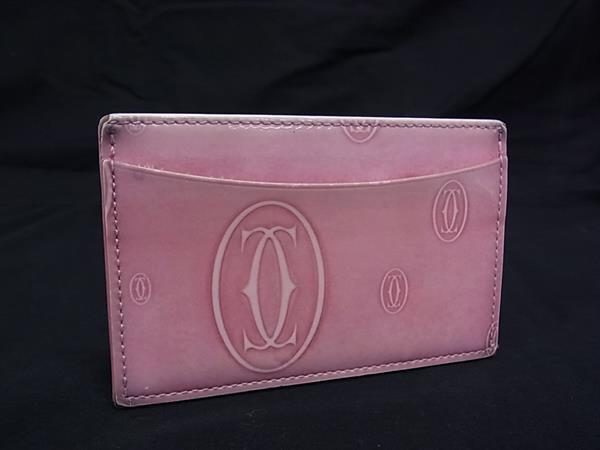 Cartier カルティエ ハッピーバースデー PVC×レザー カードケース カード入れ パスケース 定期入れ ライトピンク系 DK7341