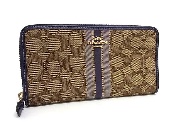 新品　コーチ　長財布　パープル　シグネチャー　ラウンドファスナー　小銭入れ有 コーチ COACH 長財布 財布 パープル レディース プレゼント 贈り物