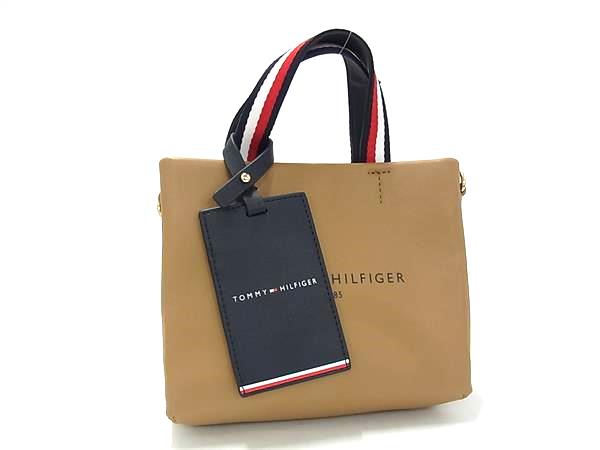 ■極美品■ TOMMY HILFIGER トミーヒルフィガー ショッパー レザー ハンドバッグ トート レディース メンズ ブラウン系 HA3828