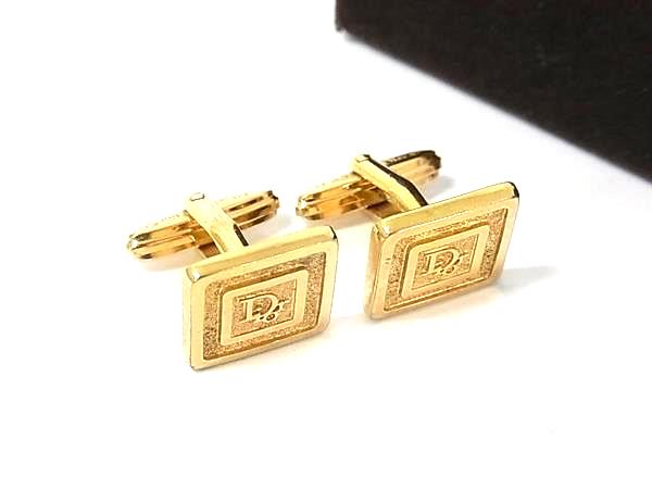 ■美品■ ChristianDior クリスチャンディオール ヴィンテージ カフリンクス カフスボタン アクセサリー メンズ ゴールド系 DD9536