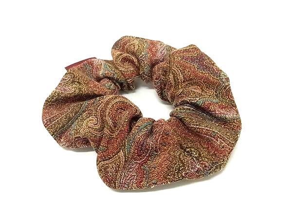 ■美品■ ETRO エトロ キャンバス ペイズリー柄 シュシュ ヘアゴム ヘアアクセサリー レディース ブラウン系 DJ4854