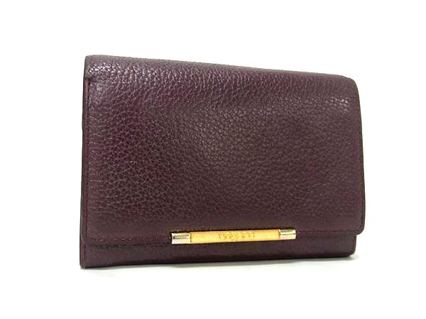 ungaro ウンガロ レザー 二つ折り 財布 ウォレット 札入れ 小銭入れ カード入れ メンズ レディース ボルドー系 DK3887