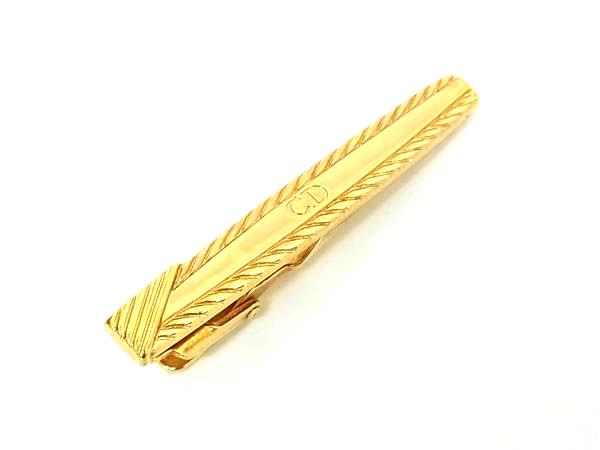 ■美品■ ChristianDior ディオール ヴィンテージ ネクタイピン タイクリップ アクセサリー ビジネス 紳士 メンズ ゴールド系 DK4449