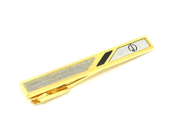 ■美品■ dunhill ダンヒル ネクタイピン タイクリップ アクセサリー メンズ ビジネス 紳士 ゴールド系×シルバー系 DK4465