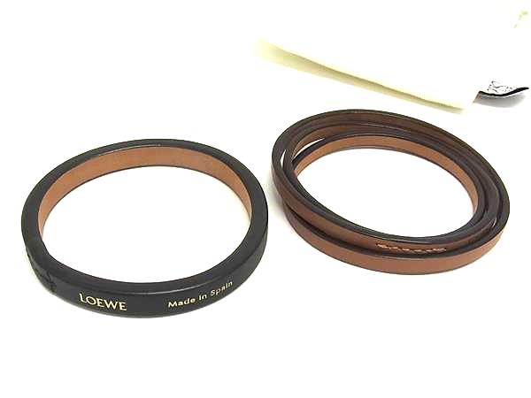 樂天商城 - ■新品同様■ LOEWE ロエベ レザー 3連 ブレスレット バングル 2点セット アクセサリー レディース ブラウン系×ブラック系 FG3891