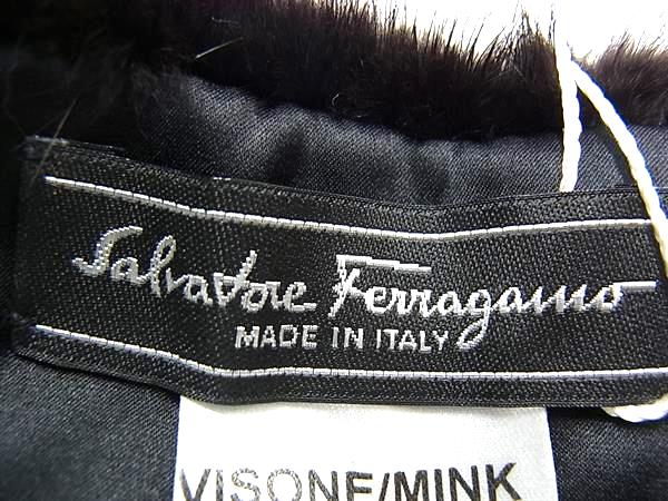 ������Ʊ�͢� Salvatore Ferragamo �ե��饬�� �ߥ󥯥ե��� �����å��ɥ��顼 �դ��� ��ǥ����� �֥�å��� FS2778