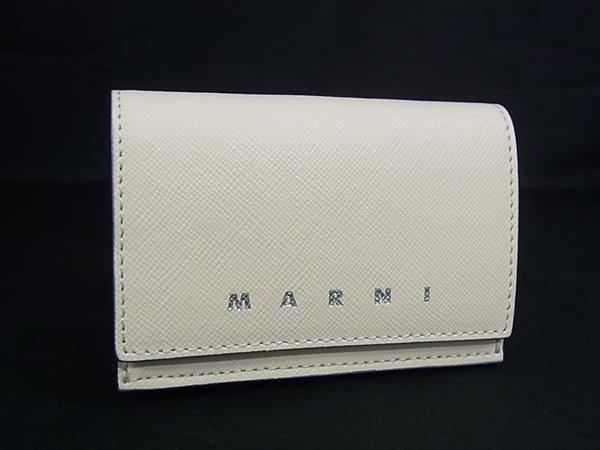Rakuten - ■新品同様■ MARNI マルニ レザー 三つ折り 財布 ウォレット 小銭入れ 札入れ レディース アイボリー系×ネイビー系 FZ1477