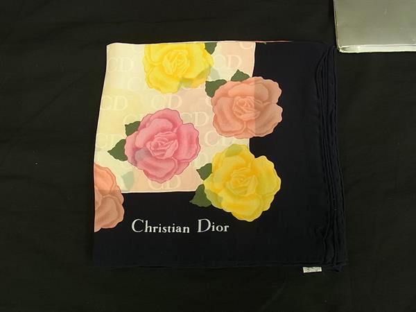 ■新品同様■ ChristianDior ディオール シルク100% ローズ 大判 スカーフ ストール ショール レディース マルチカラー HA4895