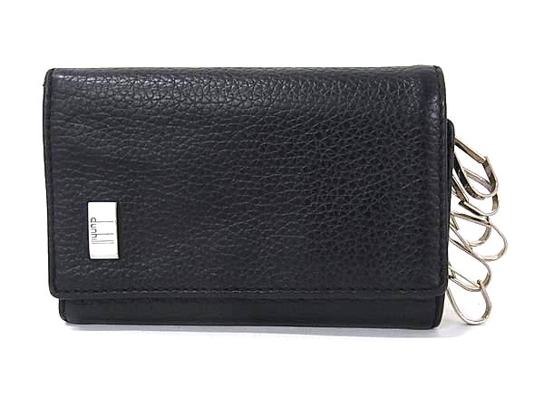 dunhill ダンヒル レザー 6連 キーケース 鍵入れ コインケース 小銭入れ 札入れ メンズ ブラック系 DD9518