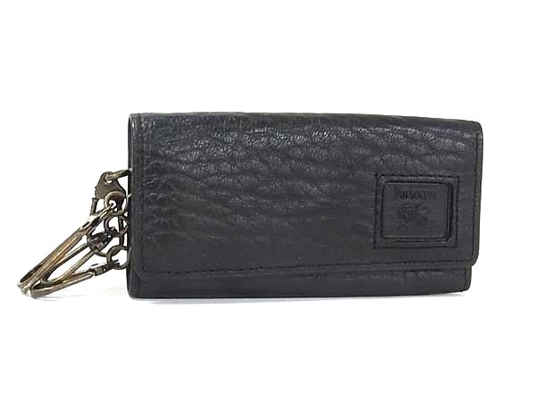 ■美品■ Burberrys バーバリーズ レザー 4連 キーケース 鍵入れ メンズ レディース ブラック系 DD9520
