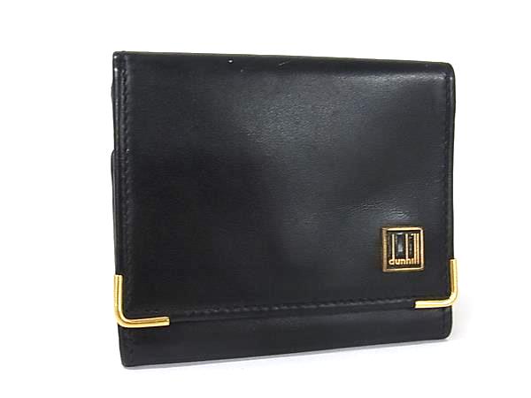 B, C, D, G, J, L, S, T, Z - dunhill ダンヒル レザー コインケース コインパース 小銭入れ メンズ ブラック系×ゴールド系 DD9533