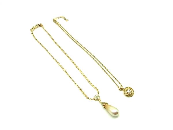 乐天商城 - NINA RICCI ニナリッチ ラインストーン ネックレス ペンダント アクセサリー 2点セット まとめ売りゴールド系 DG6113