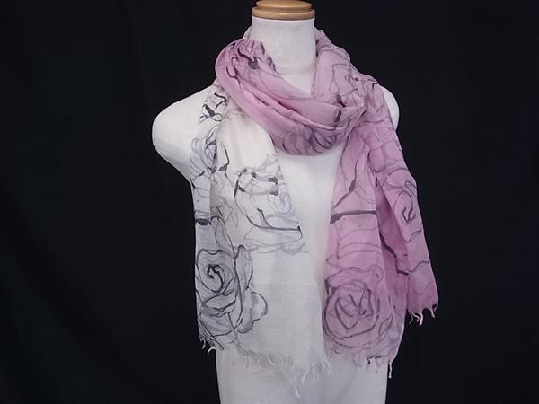 ランバンLANVINカシミア　春のストール桜色　薄ピンク・新品 LANVIN ランバン シルクカシミヤ 刺繍入り 大判ストール マフラー