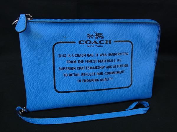 COACH コーチ レザー セカンドバッグ クラッチバッグ マルチケース レディース ブルー系 DK4380