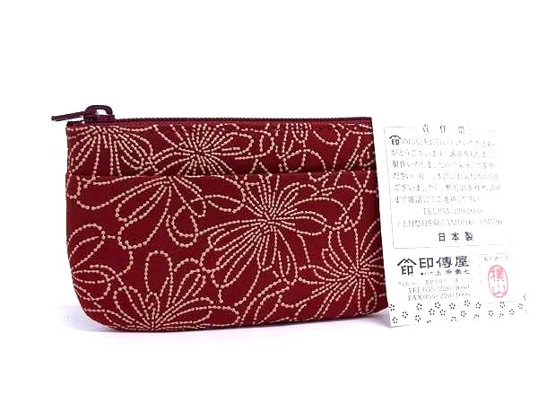 F, H, W - ■新品同様■ INDEN-YA 印傳屋 インデンヤ 鹿革 漆塗り コインケース コインパース 小銭入れ レディース メンズ レッド系 DK5120