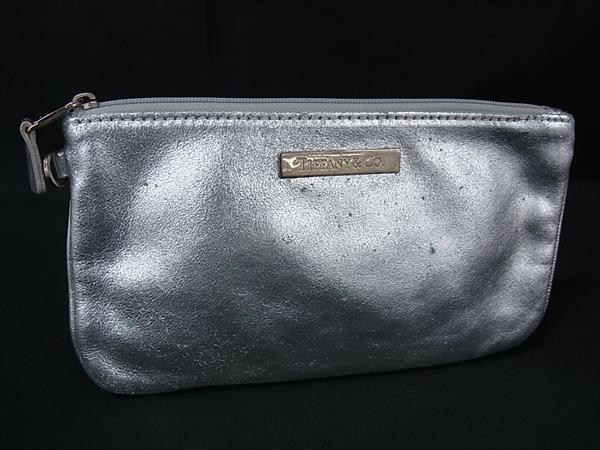 TIFFANY＆Co ティファニー レザー メイクポーチ マルチケース 小物入れ レディース シルバー系 DK5281