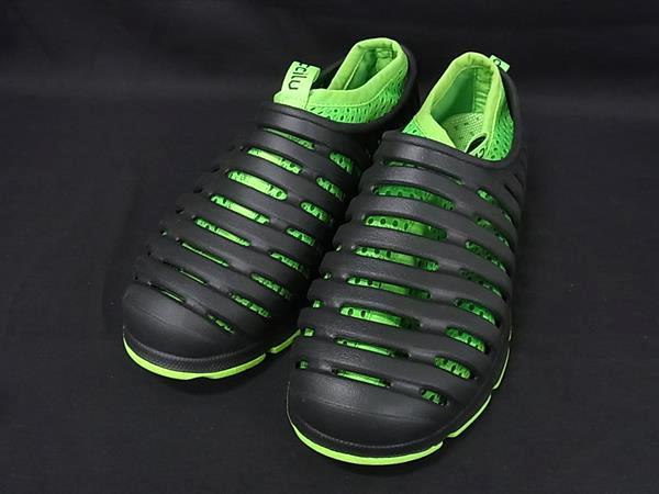 乐天商城 - ■美品■ CCILU チル 合成樹脂×ナイロン スポーツサンダル 表記サイズ 26.5 靴 シューズ メンズ ブラック系×グリーン系 DM6978