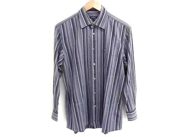 樂天商城 - ■美品■ BURBERRY バーバリー ストライプ 長袖 シャツ 表記サイズ L 洋服 メンズ グレー系 DM7187