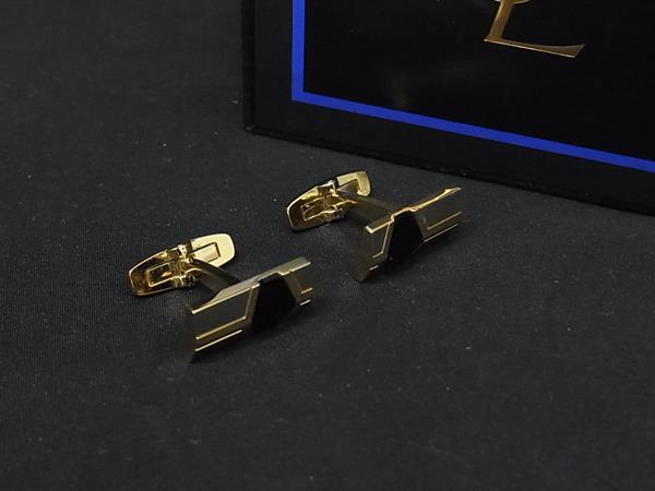 ■美品■ YVESSAINTLAURENT イヴサンローラン カフスボタン カフリンクス アクセサリー ビジネス メンズ シルバー系×ブラック系 DK6716