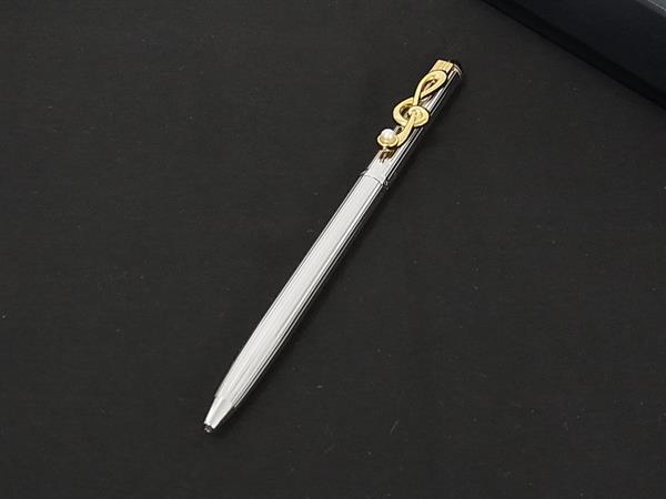 ■美品■ MIKIMOTO ミキモト 本真珠 アコヤ真珠 パール 約3mm ツイスト式 ボールペン 筆記用具 文房具 シルバー系×ゴールド系 DM7797